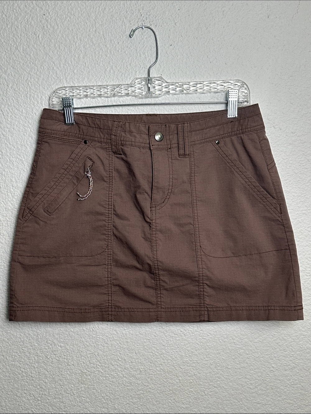 Title Nine Big B Skort Skirt Brown Ripstop Short Gorpcore Hiking Outdoor Size 6